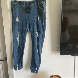 Plus size distressed joggers